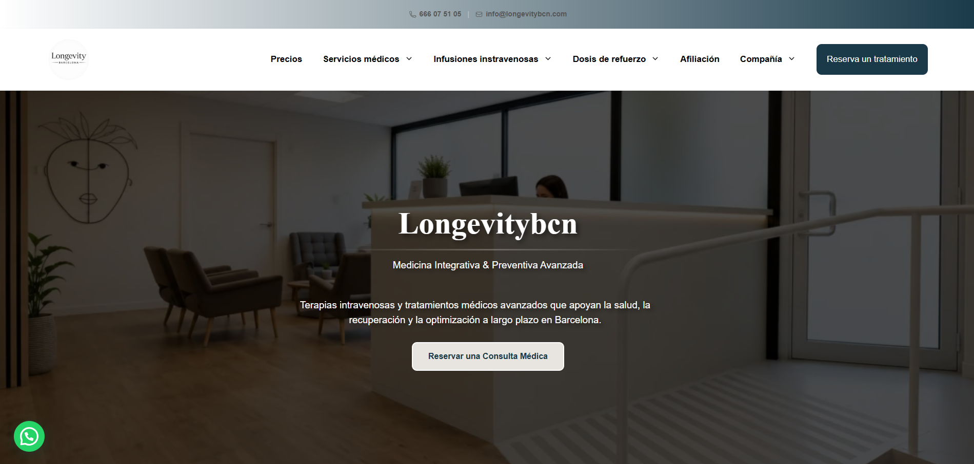 Diseño web Longevity Barcelona en Almuñécar — proyecto Webzalia